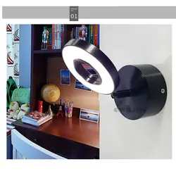 Светодиодный-шланги-настенный светильник 5 Вт 360 ° Гибкая спальня с выключателем светодиодный s кольцевой светильник для селфи домашние