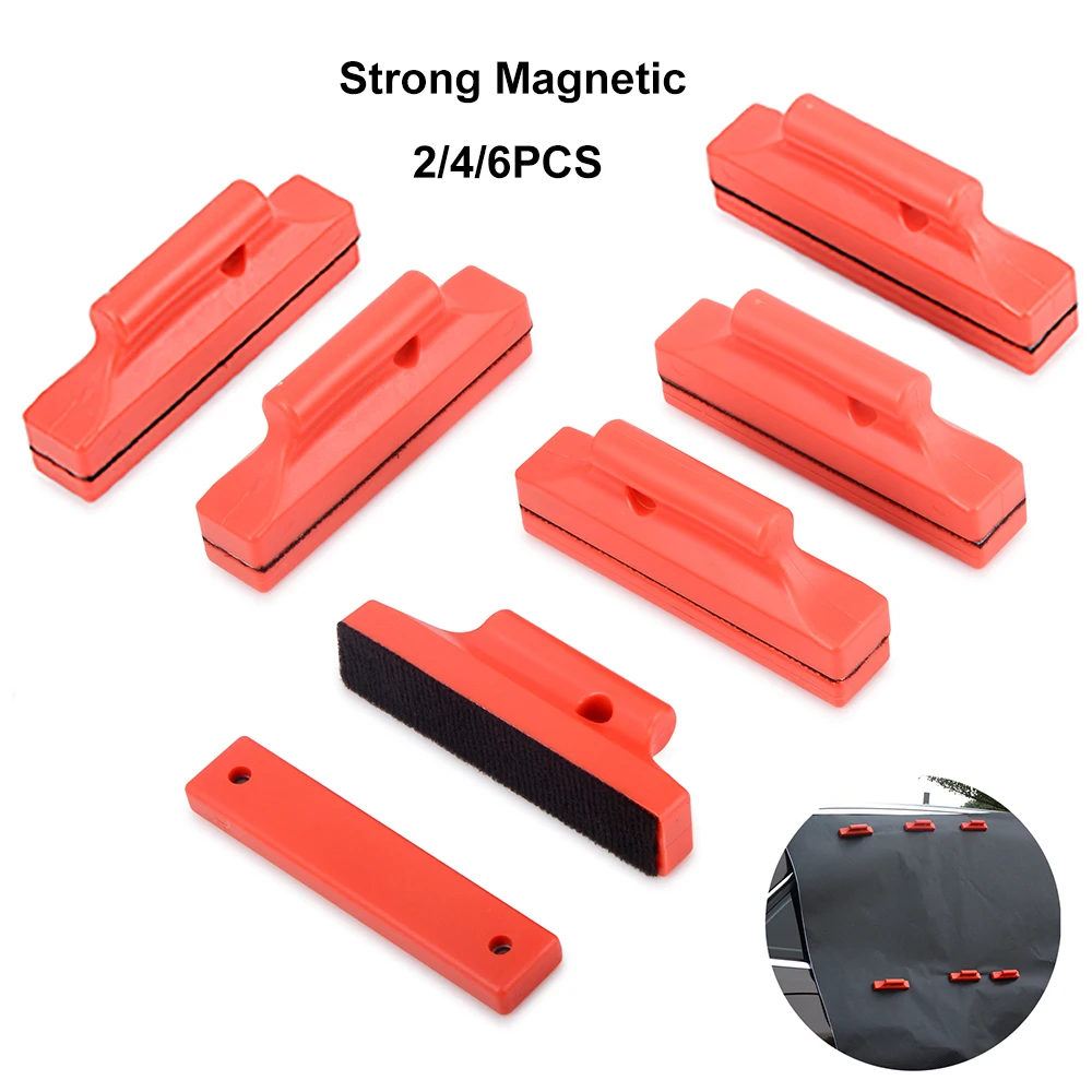 FOSHIO 2/4/6pcs Strong Magnetic Gripper with Felt Car Wrap Carbon Film Magnet Holder Window Tint Sticker Fixing Squeegee Tool