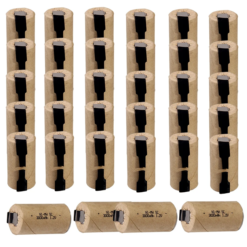 34 шт SC 3000mah 1,2 v аккумулятор NIMH аккумуляторы для электрической отвертки электрическая дрель 4,25 см* 2,2 см для электроинструментов