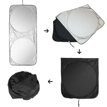 

Car Sunshade Double Sunshade With Silver Cloth Material Sunscreen 150*70CM UV Protection Durable And Practical