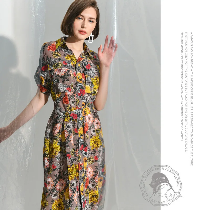 Grijs Print Rood Geel Bloemen Zijden Jurken Vrouwen 2020 Zomer Lange Casual Kantoor Werk Beach Party Jurk Plus Size dropship Grijs Print Rood Geel Bloemen Zijden Jurken Vrouwen 2020 Zomer Lange Casual Kantoor Werk Beach Party Jurk Plus Size dropship