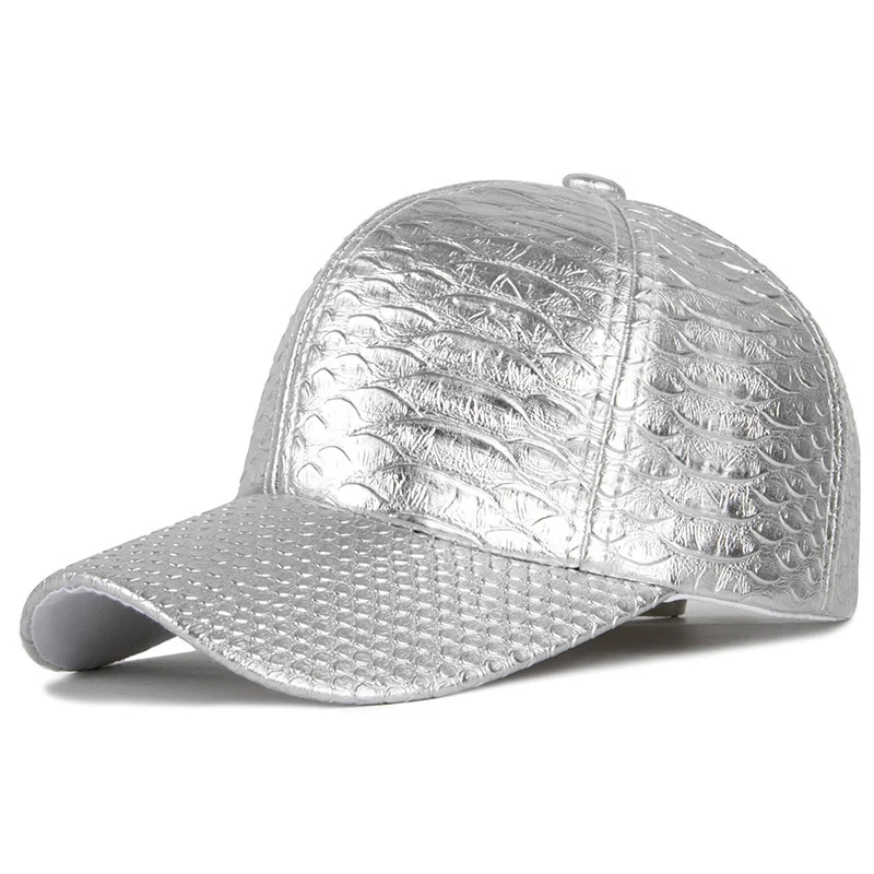 2022 New Spring Summer PU Leather Baseball Cap Crocodile Pattern Male Female Hat