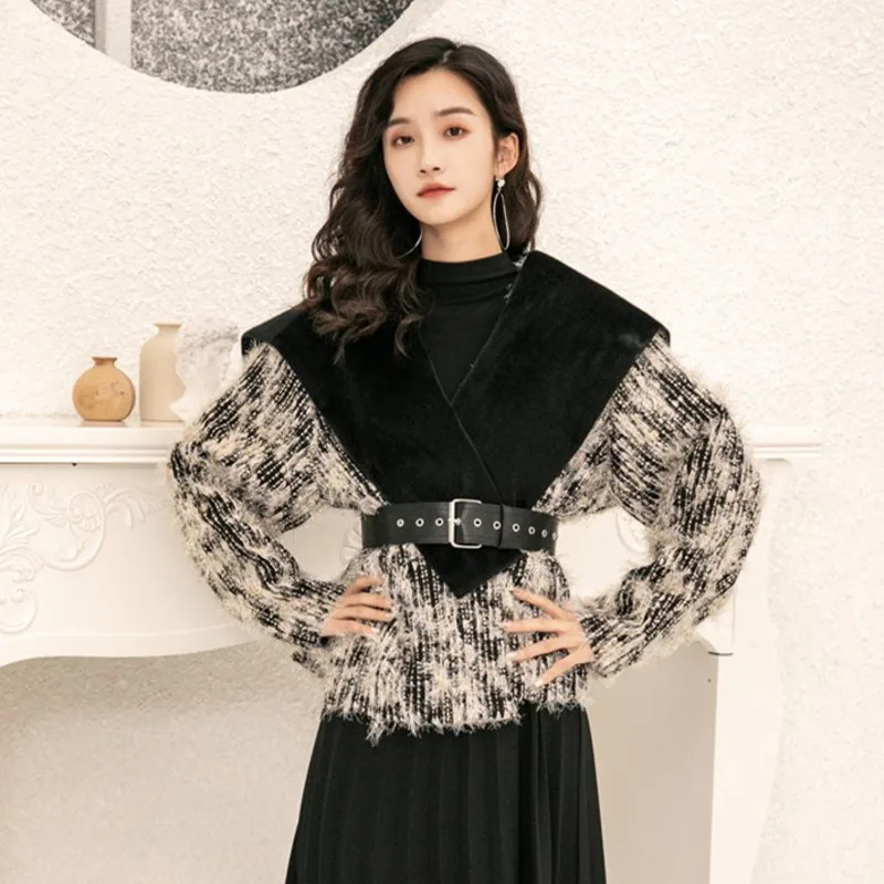 LANMREM, осенне-зимнее шерстяное пальто для женщин, новинка, большие лацканы, темперамент, хит, цвет, короткий стиль, куртка, женская мода, новинка, PC36