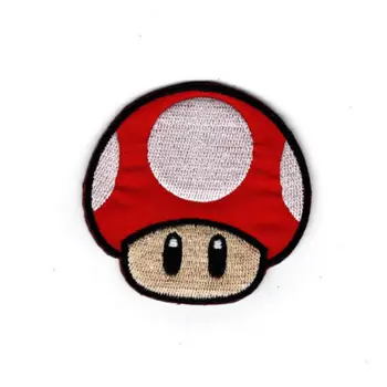 

3'' Red Power UP Mushroom Nintendo Super Mario Brothers patch iron on patches