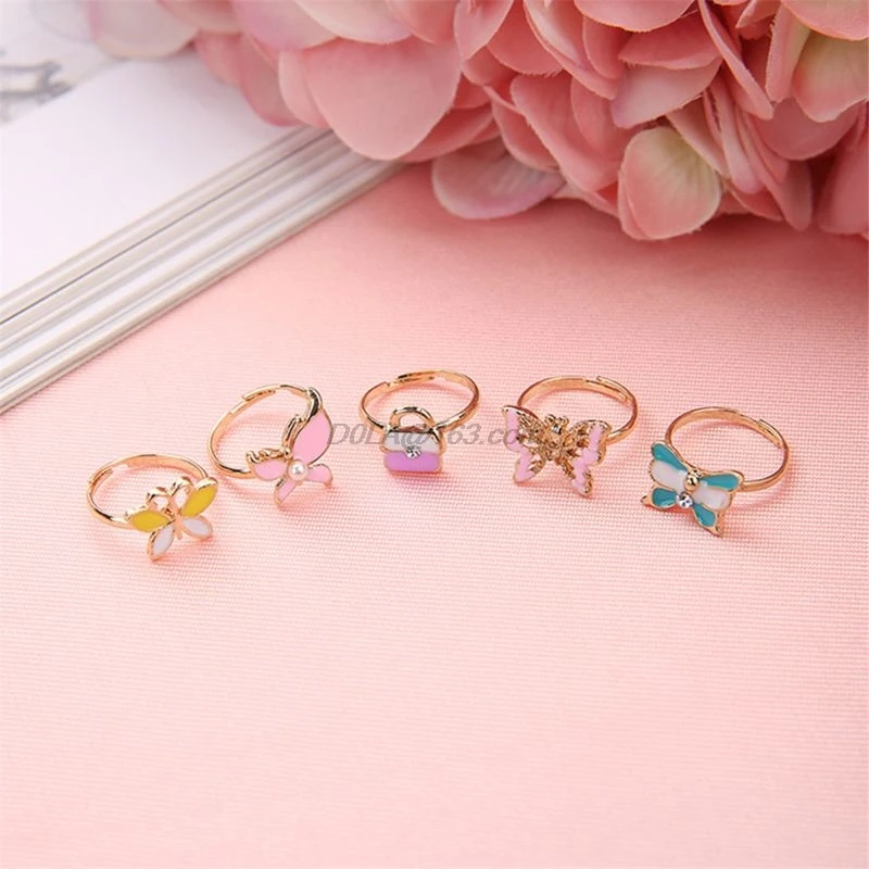 Adjustable Rings FRIUSATE 50 Pcs Girl Rings Set Adjustable Toy