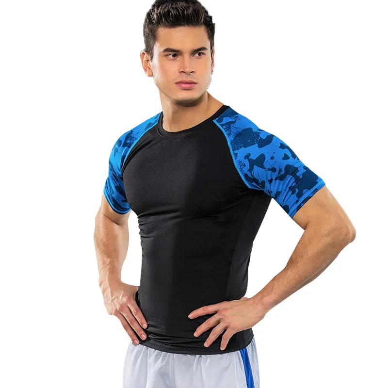 Новая модная мужская облегающая футболка с коротким рукавом компрессионные топы