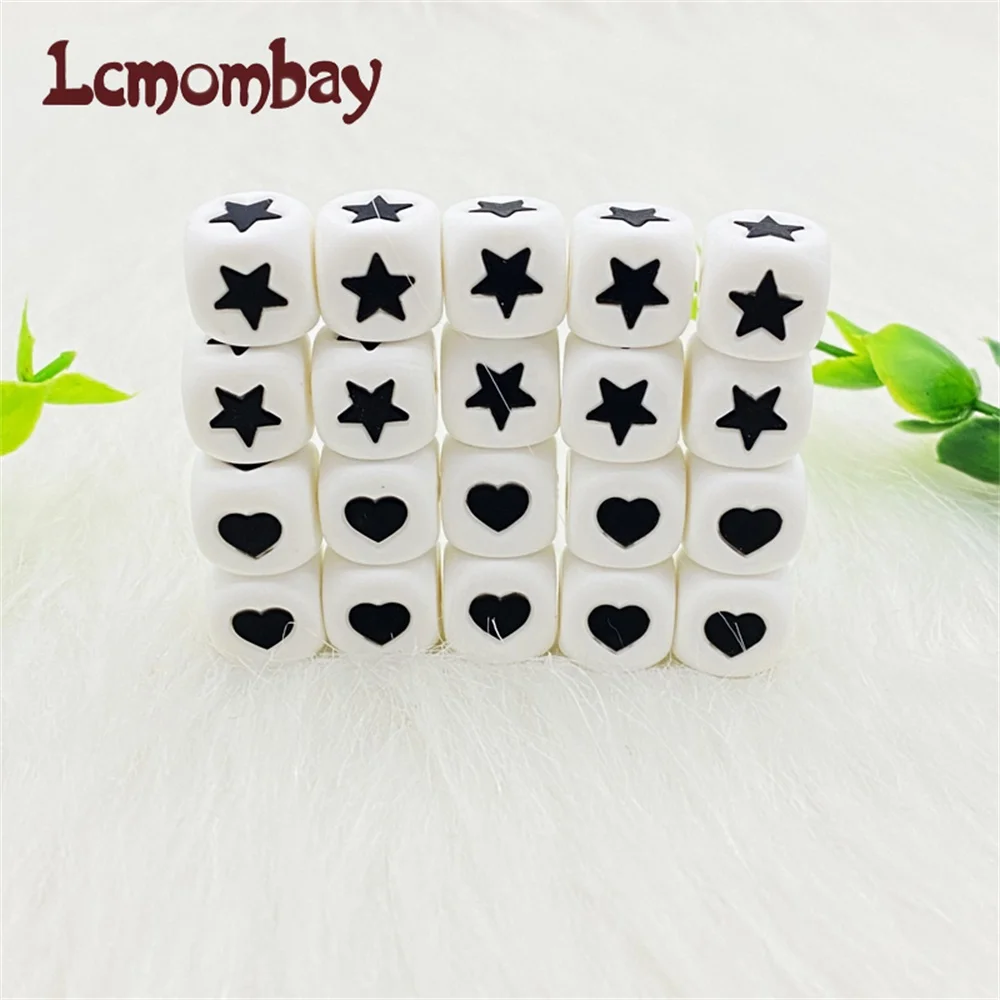 Silicone Beads 12mm Heart Star Letter Beads Teething Baby Teether Pacifier Chain Toys DIY Necklace Loose 10Pcs teething toys silicone teething toys baby teething toys silicone beads silicone teether silicone teething beads silicone jewelry accessories