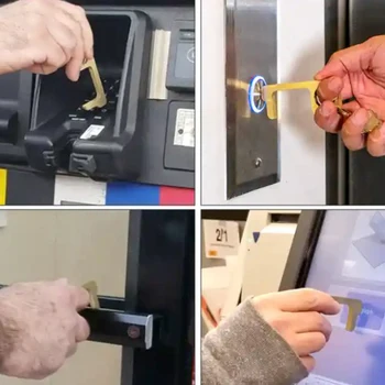 

Hygiene Hand Antimicrobial Brass EDC Door Opener Stylus Portable Press Elevator Tool Contactless Door Handle Key Cleaning gloves