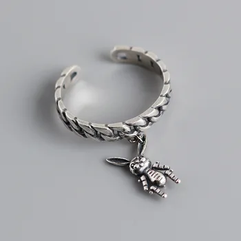 

Vintage Ring Rabbit S925 Sterling Silver Open Ring Fashion Popular Jewelry Ring Female Silver Rings