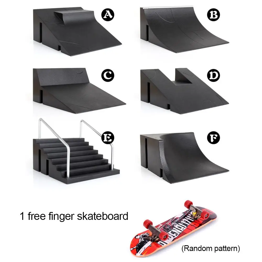 Mini Finger Toy Skateboard Skate Park Ramp Kit With 1 Finger Skateboard