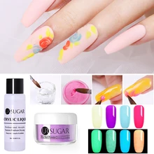 UR SUGAR 5 шт./лот полный набор Dip ногтей порошок наборы Акриловая жидкость все для резьбы Набор со стеклянной чашкой роспись ногтей советы инструмент