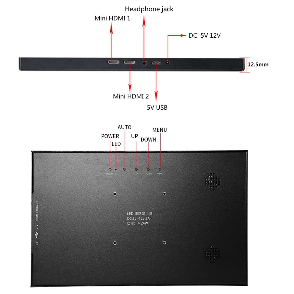  10.1 inch Portable Display Touch Screen for PS3 PS4 Switch XBOX Gaming with Build-in Speaker Mini H