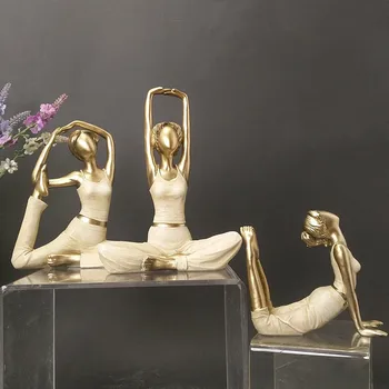 

3pcs/set Creative Yoga Posture Figurine Simple Modern Resin Sculpture Yoga Beauty Girls Crafts Home Decoration Wedding Gifts