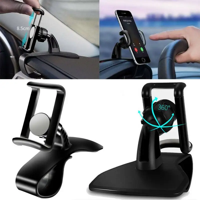 

Adjustable 360 Rotation Mobile Phone Stand Instrument Clip Tension Chuck Clip-on Smartphone Holder Auto Interior Accessories