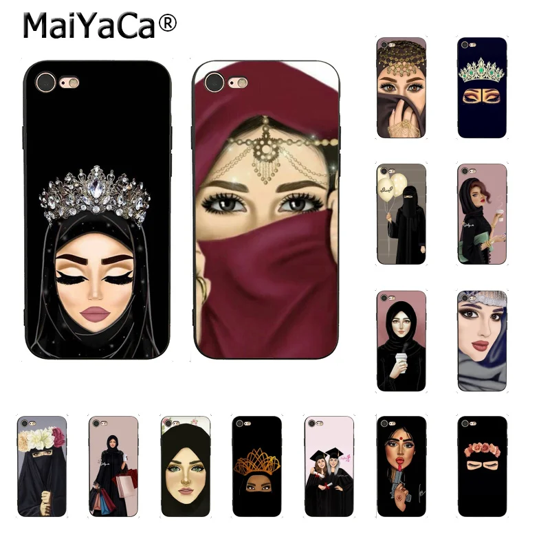 Арабский чехол для телефона Hijab Girl Queen Crown iPhone 11 Pro Max X Xs max 7plus 6 6s 7 8 8Plus 5 5S SE12 mini 12Pro