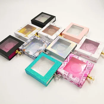 

wholesales Crystal handle NEW 25mm False Eyelashes Packaging Box Lash Boxes Fake 3d Mink Lashes Glitter Case empty