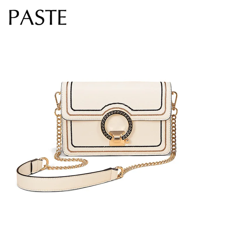 

Dropshipping Korean Version Women Small Square Bag Shoulder Messenger Bag Leather Circle Lock Design Ladies Crossbody Bag