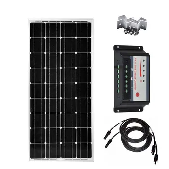 

Kit Solar 100w 200w 300w 400W Solar Panel 100w 12v 220V Charger Solar Controller 12v/24v 30A PV Cable Z Mount Bracket Rv Boat
