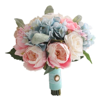 

Bride Wedding Bouquet Bridesmaid Holding Bouquet Wedding Supplies Artificial Silk Rose Peony Pink Flower Table Decoration