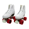 Double Row Skates White Two Line Roller Skates Shoes Children Adult Parenting Roller Sneakers 4 Pu Wheels Cowhide Leather Unisex