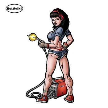 

HotMeiNi 13cm x 7cm Tom Boy Welding Girl Decal Sexy Cartoon Graphical Funny Car Stickers Motorcycle Car Decal Accessories