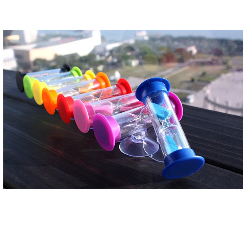 

3 Minutes Mini Hourglass for Shower Timer/Teeth Brushing Timer with Suction Cup Large Cover Suction Cup Hourglass Color Random