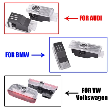 

2Pcs Car Logo Door Light For Audi Sline S line For BMW M Performance For VW Volkswagen R line Rline Auto Welcome Lamp Projector