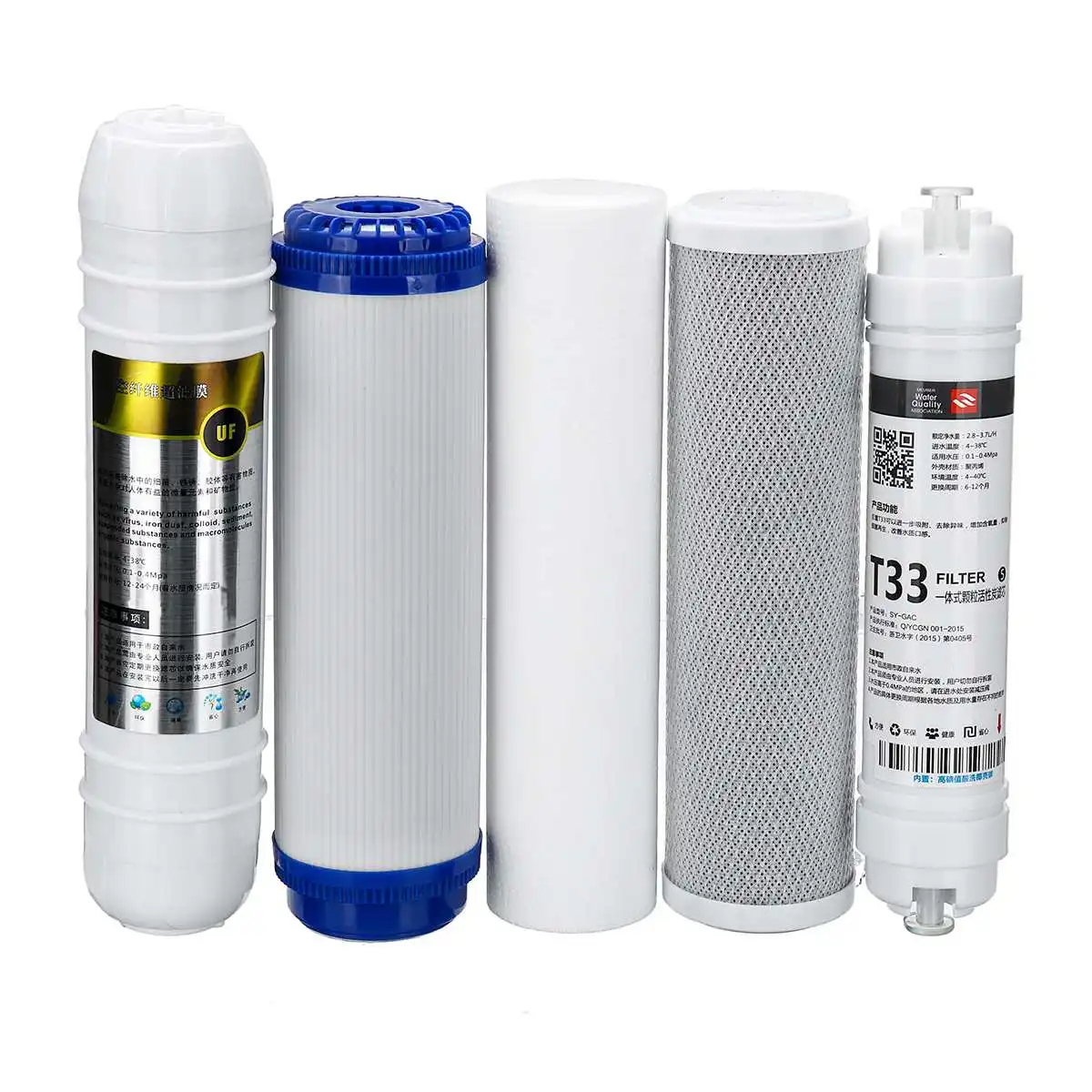 

5 Ultrafiltration System Replacement Water Filter Kit Membrane Water Filter Cartridge PP/CTO/UDF/UF/T33 Water Purifier