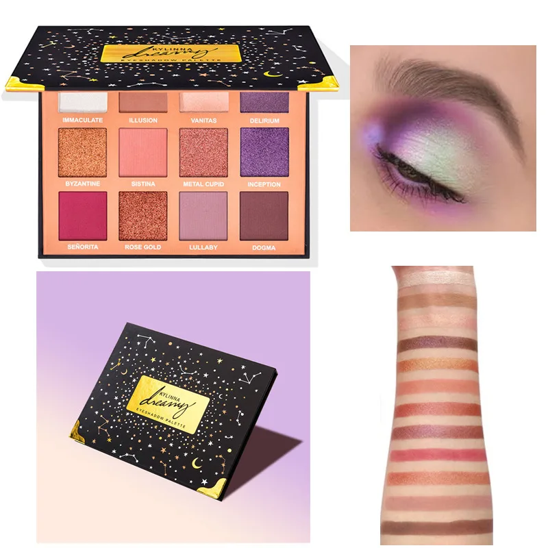 

Makeup Pallete Super Matte 12 Color Dreamy Eyeshadow Palette Waterproof Eye Shadow Pallete Shimmer Pearl Fluid Metal Textures