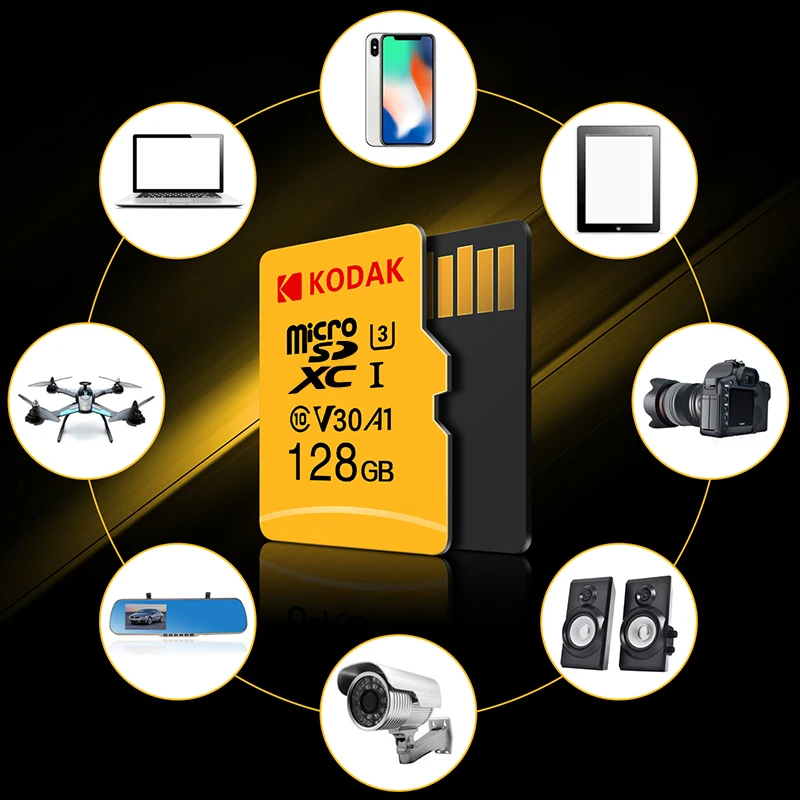 Оригинальный Kodak U3 A1 V30 класс 10 MicroSDXC/Карта памяти SDHC TF флеш карта 256 ГБ 128 Гб 64