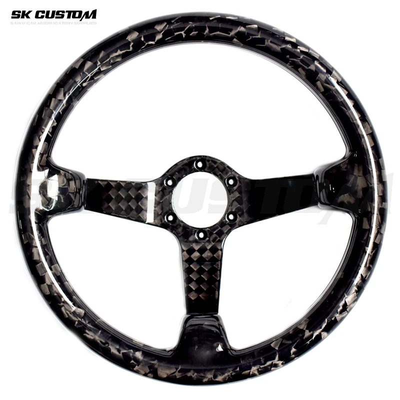

Универсальное рулевое колесо из углеродного волокна с кованым узором, 14 дюймов, 350 мм, модифицированное гоночное рулевое колесо с логотипом, спортивное Рулевое Колесо