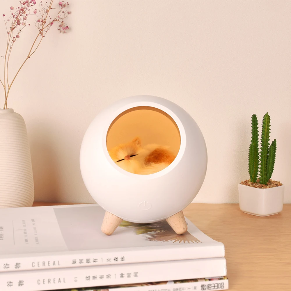 3 Color Little Pet House Atmosphere Lamp Warm Cute Cat USB portable Charging Night Light Home Decor Bedside Sleeping Light