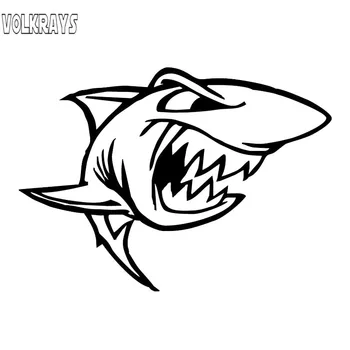 

Volkrays Personality Car Sticker Angry Fish The Shark Animal Accessories Reflective Waterproof Sunscreen Vinyl Decal,10cm*14cm