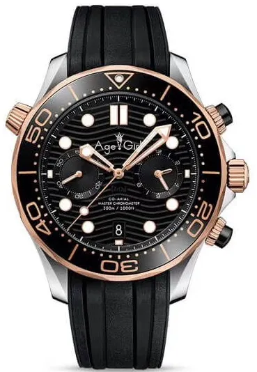 

Luxury Brand New Men Japanese Quartz Black Rubber Rose Gold Blue James Bond 007 Blue Ceramic Bezel Sapphire Master Watches 44MM