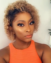 Peluca recta Bob corte Pixie Remy 4x4, peluca de encaje con cierre prearrancado, peluca con malla frontal, marrón, Ombre, pelucas de cabello humano para mujer M