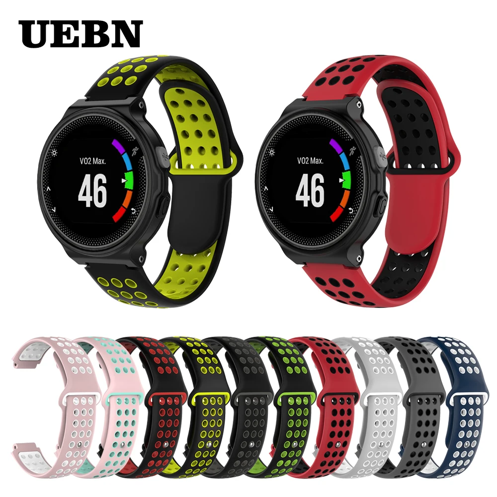 

UEBN 22mm Silicone Replacement Breathable Watch Band For Garmin Forerunner 645 735/approach S6 S20 strap watchbands