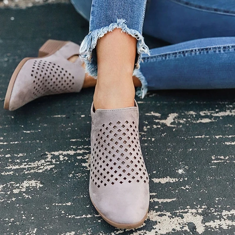 

2019 Winter Boots Women Hoollow Out Ankle Boot For Women Ladies Pointed Toe High Heel Feminina Shoes Botines Mujer