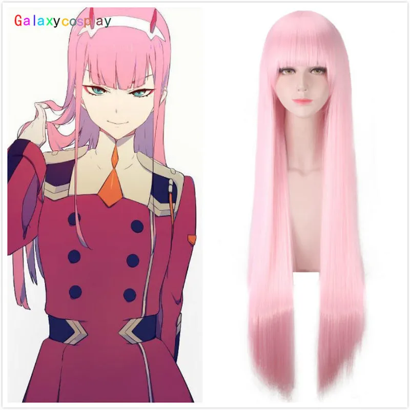 Дорогой в FRANXX 02 ноль два длинные прямые розовые синтетические волосы Хэллоуин +