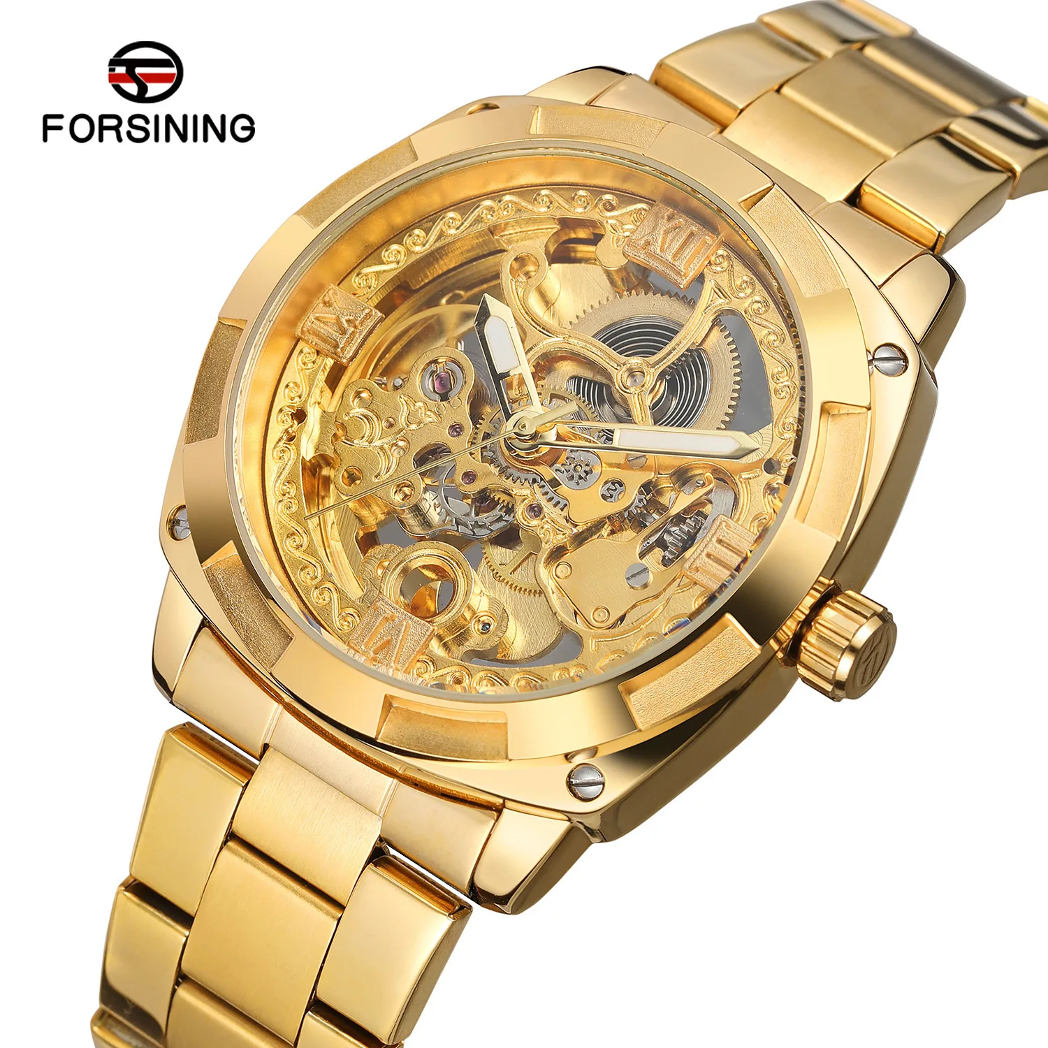 

Forsining Europe And America Style Fashion Casual Hollow out Mechanical Movement Waterproof Automatic Analog Watch