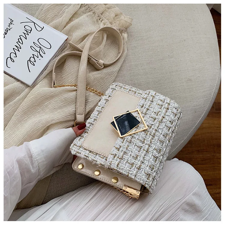 Winter Fashion Woolen Woman Chain Small Luxury Handbags Women Messenger Crossbody Bags Female For Designer Flap Shoulder Bag