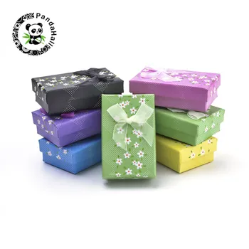 

pandahall 24 pcs Cardboard Jewelry Set Boxes Ring Boxes for Rings Earring Jewelry Packing Boxes with Bowknot & Sponge Inside