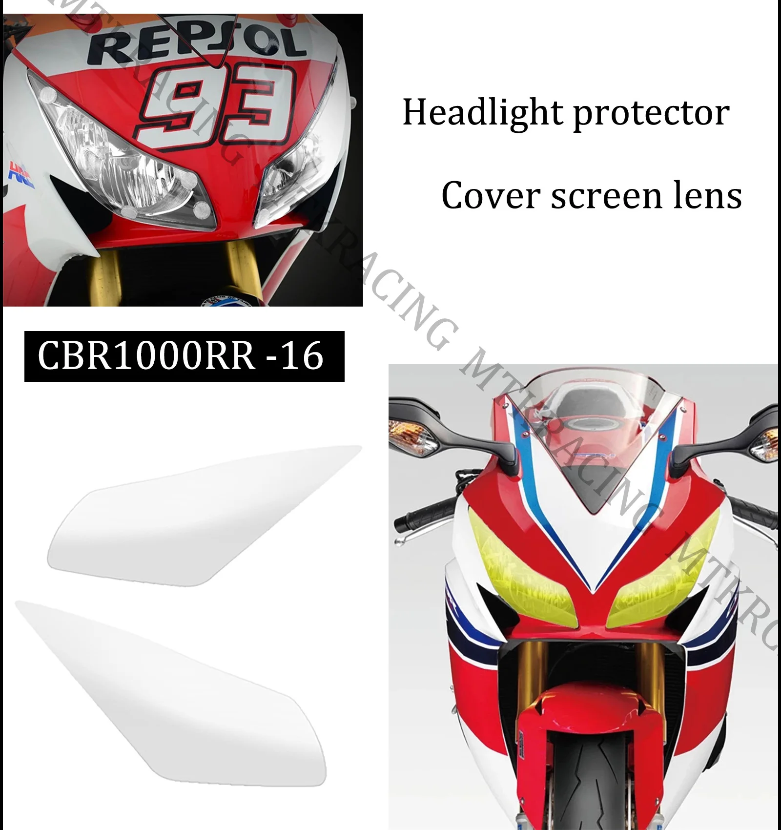

MTKRACING для HONDA CBR1000RR CBR 1000RR Защитная крышка для передней фары объектив 2014 2015 2016