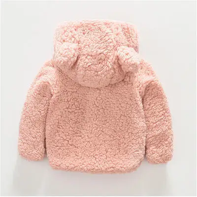 Baby Winter Coat Children Plus Velvet Thick Warm Quilted Woolen Coat Boy and Girl Cartoon Hooded Lamb Fur Baby coat
