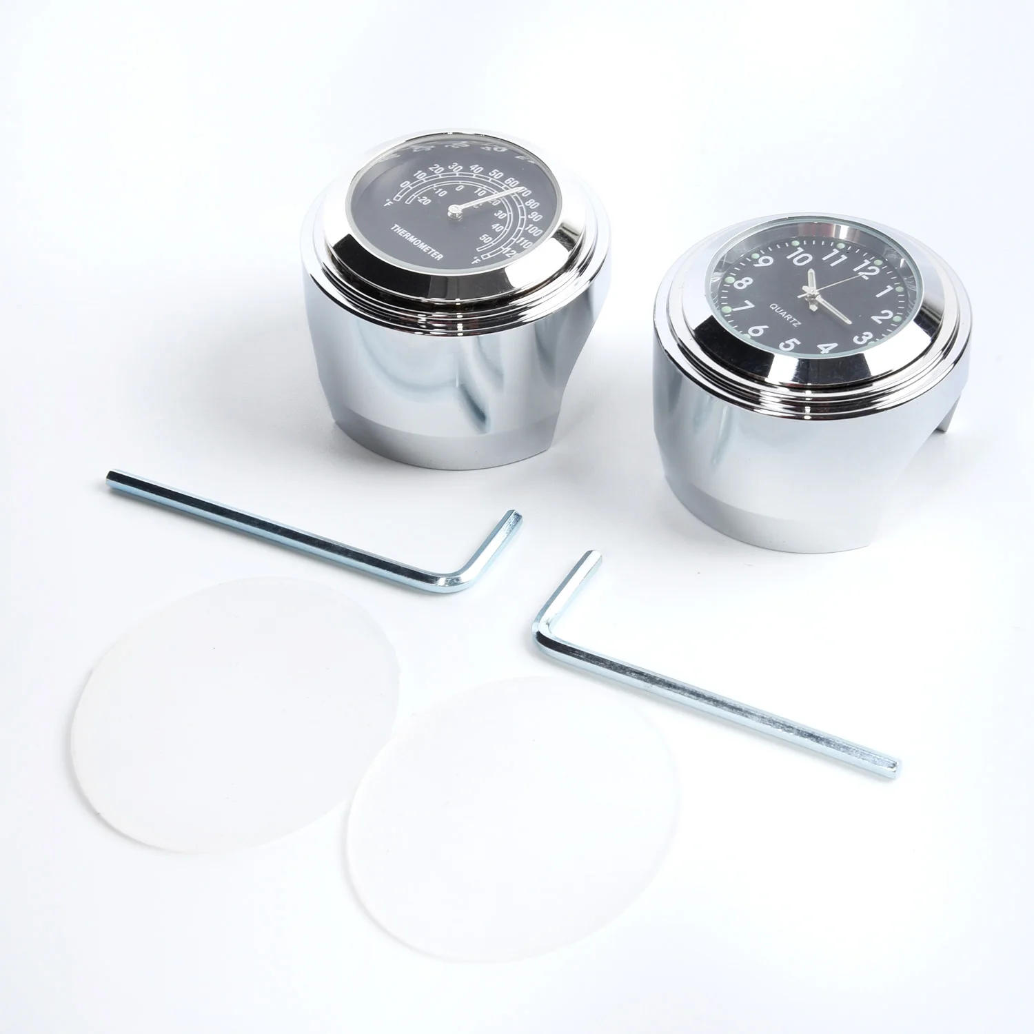 

7/8"/1" Thermometer Watch Motorcycle Dial Waterproof Silver+Black 4.5*3.2 cm Handlebar Temp