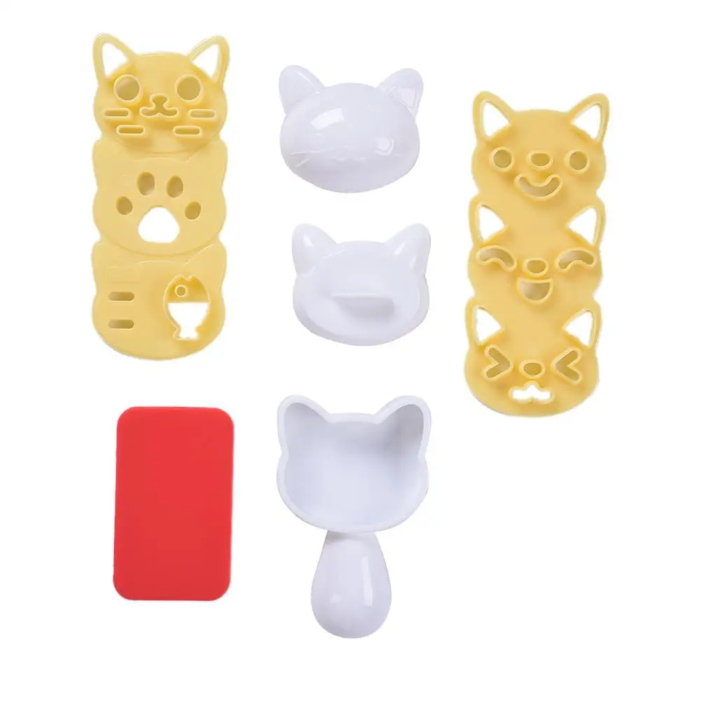 Милый котенок мультфильм форма для рисовых шариков Набор Bento Суши плесень ресторанные принадлежности