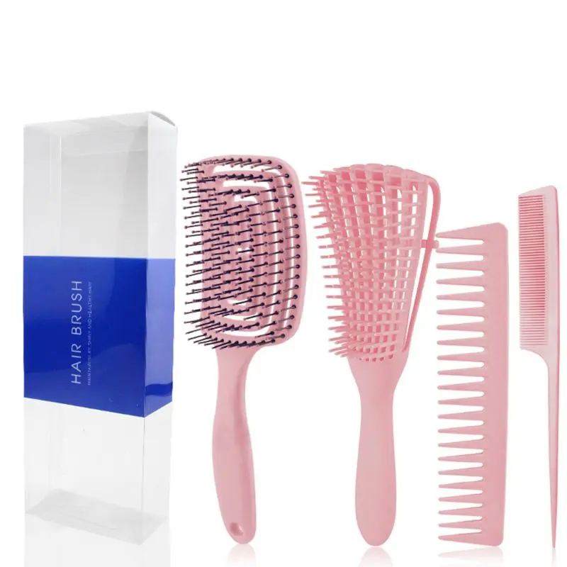 

4pcs Anti-Static Comb Detangling Hair Brush Scalp Massage Combs Hairdressing Styling Tools for Salon Home Use