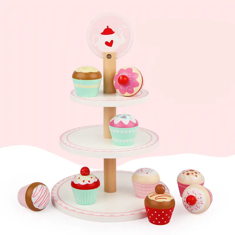 Дропшиппинг розовый клубника моделирование торт утренний/послеобеденный чай набор десерт резка деревянные игрушки для детей детские развивающие