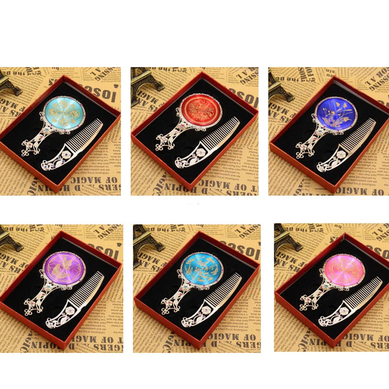 

Style Makeup Mirror Vintage Double-Sided Dressing Mirror Elegant Makeup Beauty Tools European Valentine's Day Gift for Girl