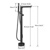 Matte Black Floor Standing Faucet Bathroom Bathtub Shower Faucet Hot Cold Water Rotary Switch Mixer Tap Bath Shower Mixers 5