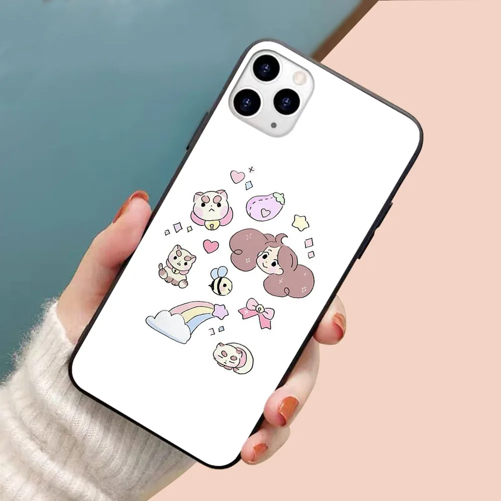 

bee n puppycat soft TPU border phone case for iphone 11PRO MAX 11 X XS XR XSMAX 6 plus 7 7plus 8 8plus cover